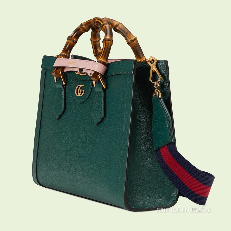 Gucci Diana竹节小号托特包 绿色皮革