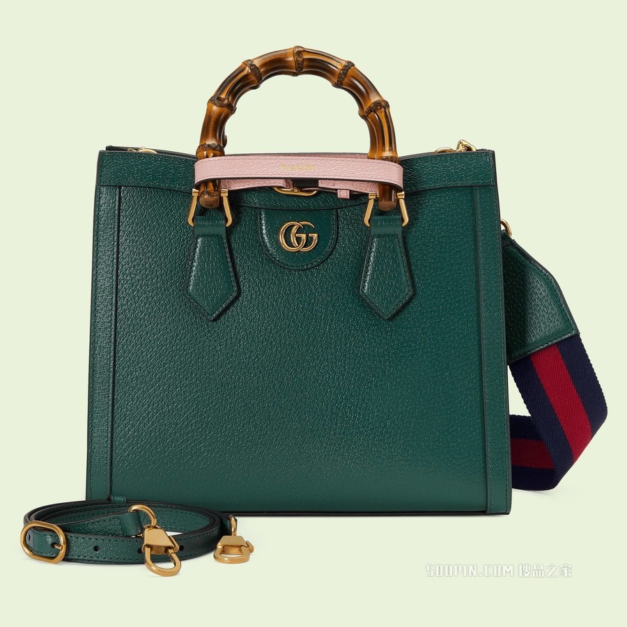 Gucci Diana竹节小号托特包 绿色皮革
