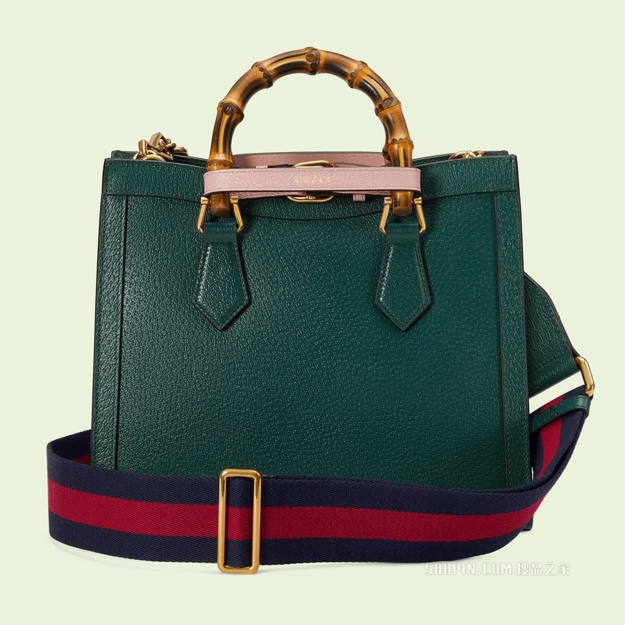Gucci Diana竹节小号托特包 绿色皮革