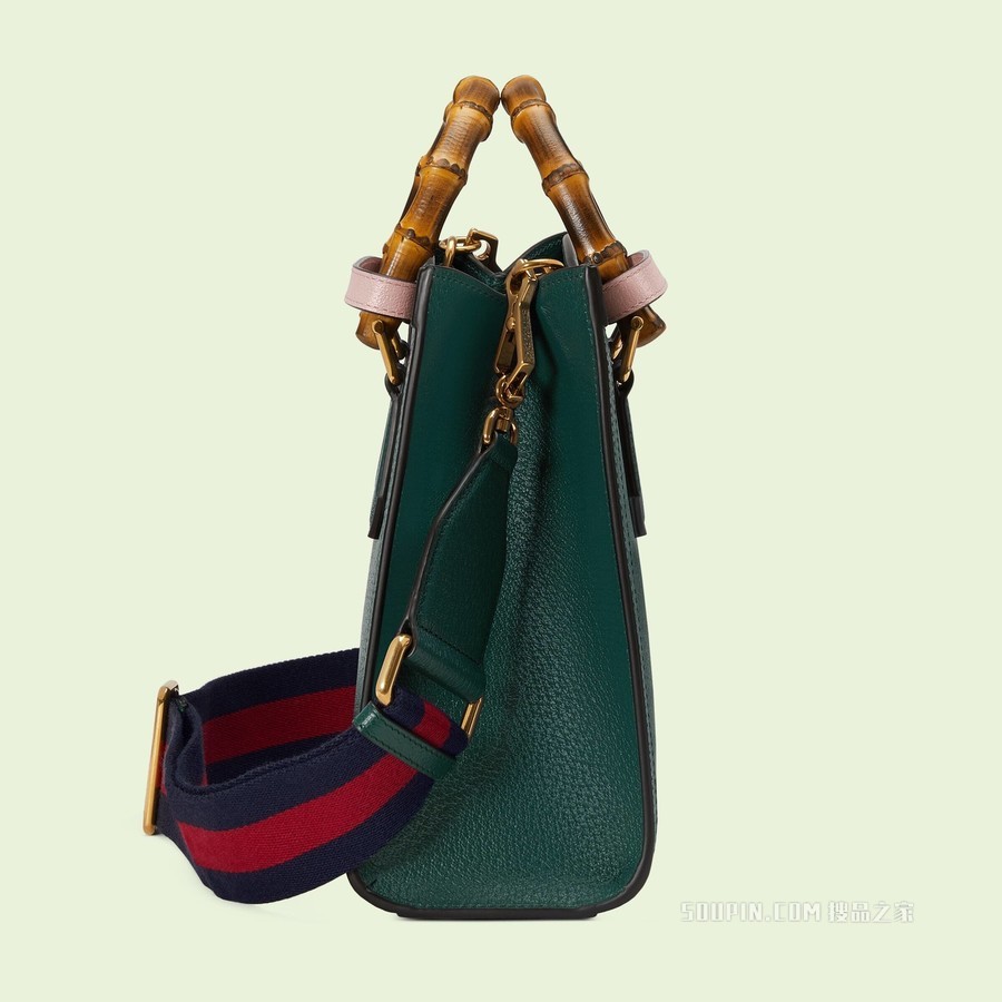 Gucci Diana竹节小号托特包 绿色皮革