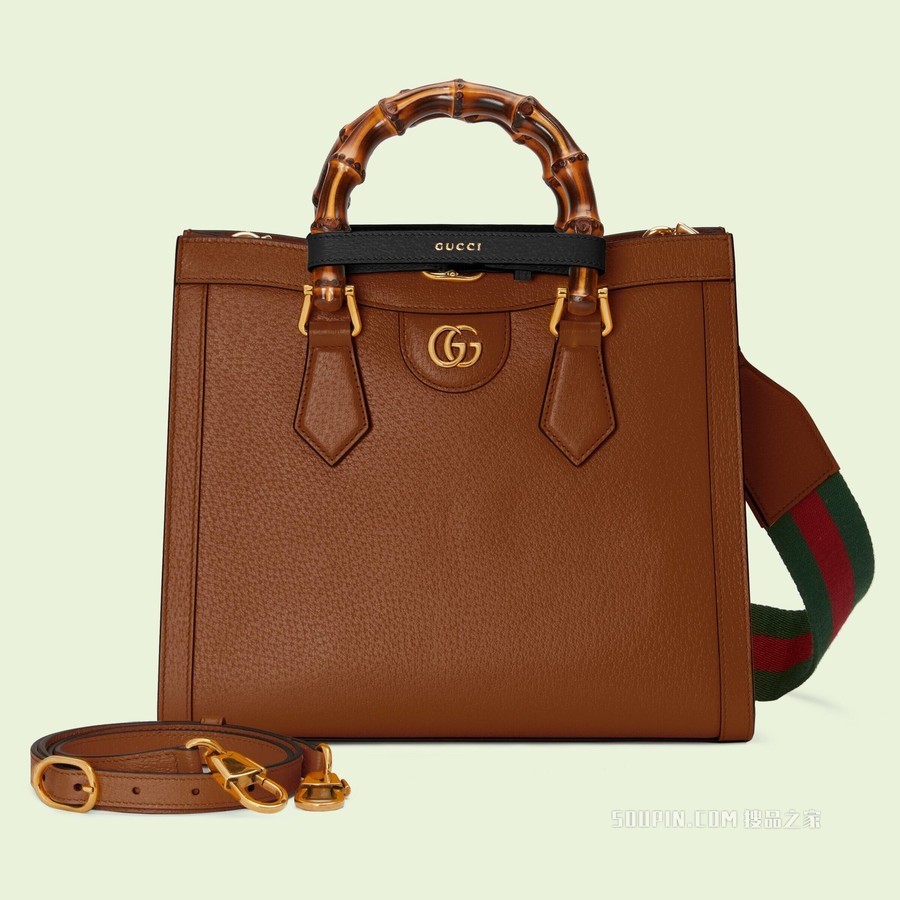 Gucci Diana竹节小号托特包 原色皮革