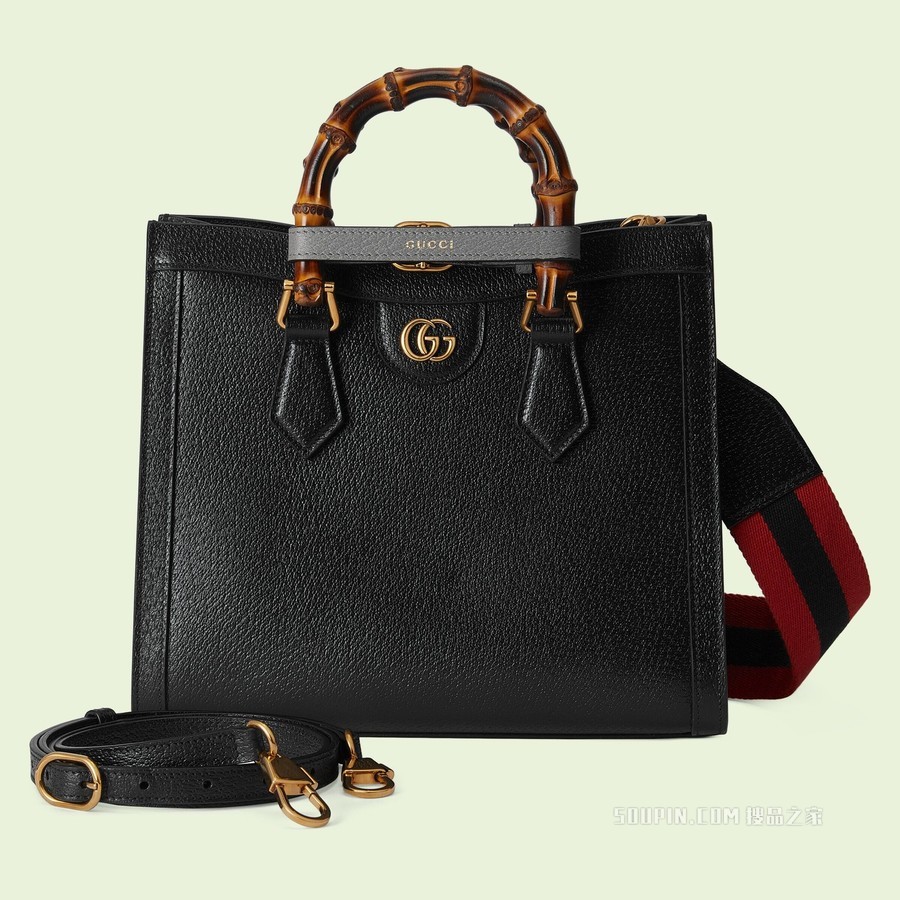 Gucci Diana竹节小号托特包 黑色皮革