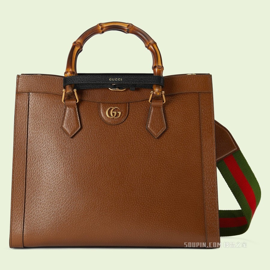 Gucci Diana竹节中号托特包 原色皮革