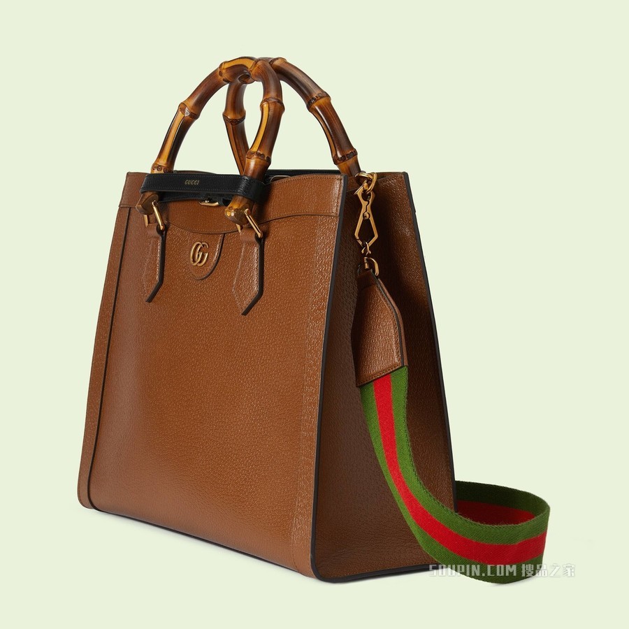 Gucci Diana竹节中号托特包 原色皮革