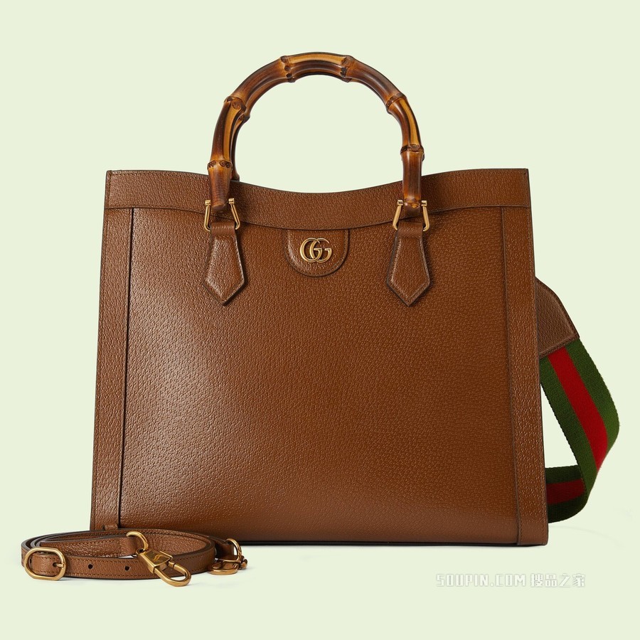 Gucci Diana竹节中号托特包 原色皮革