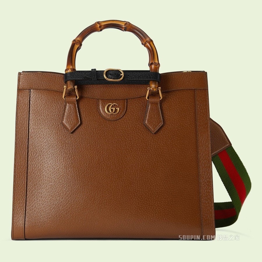 Gucci Diana竹节中号托特包 原色皮革