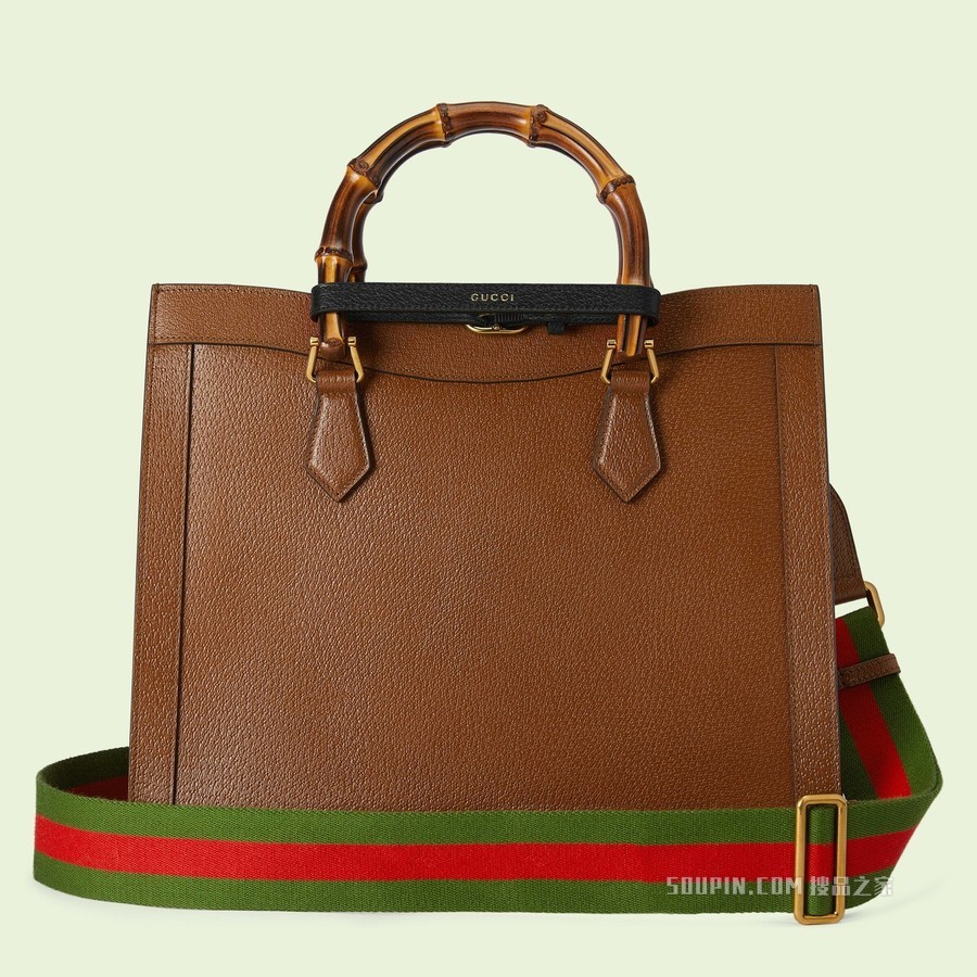 Gucci Diana竹节中号托特包 原色皮革