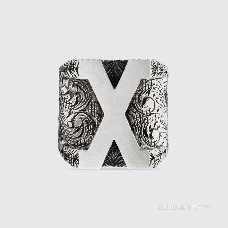 字母“X”造型纯银戒指 纯银