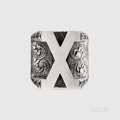 字母“X”造型纯银戒指 纯银