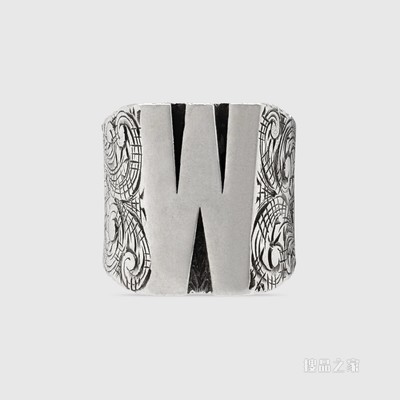 字母“W”造型纯银戒指 纯银