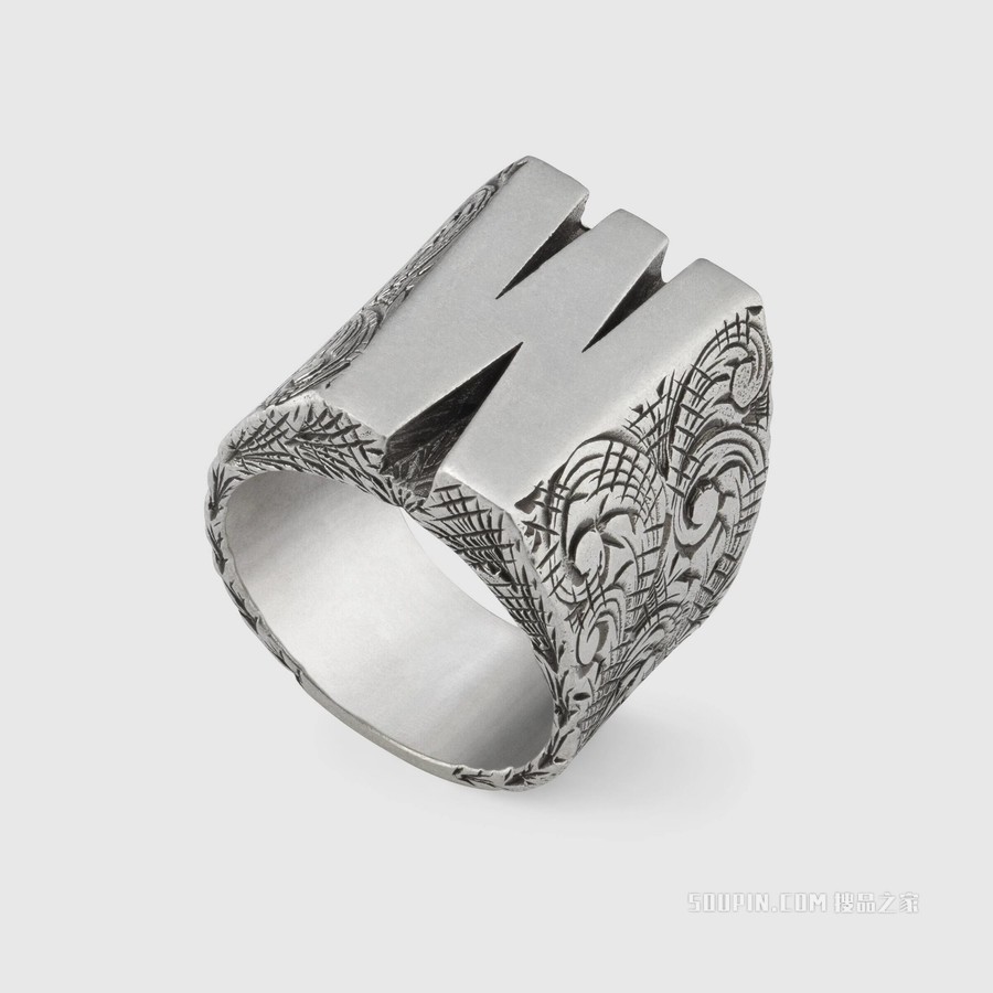 字母“W”造型纯银戒指 纯银