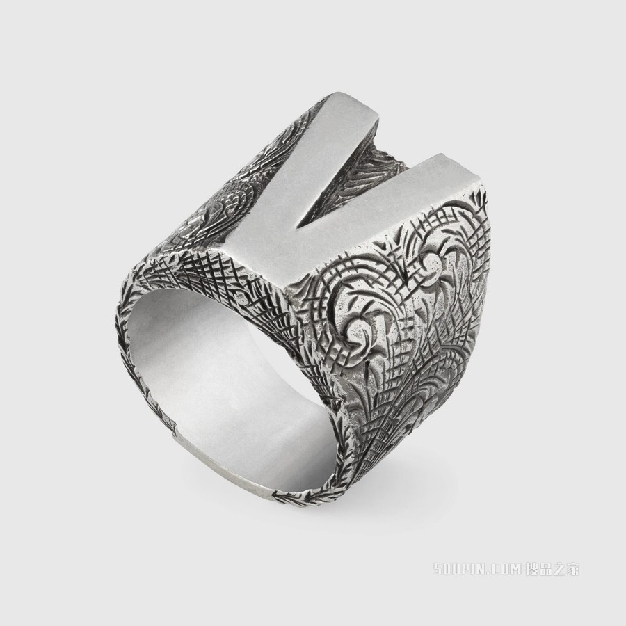 字母“V”造型纯银戒指 纯银