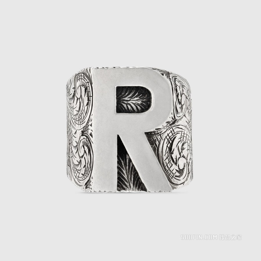 字母“R”造型纯银戒指 纯银