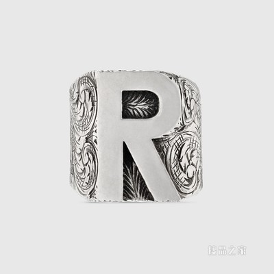 字母“R”造型纯银戒指 纯银
