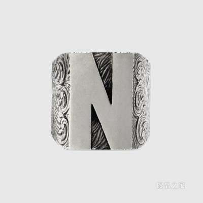 字母“N”造型纯银戒指 纯银