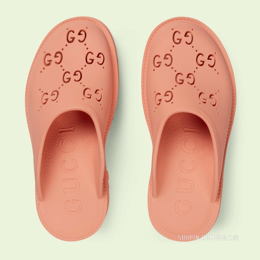 女士GG便鞋 蜜桃色橡胶
