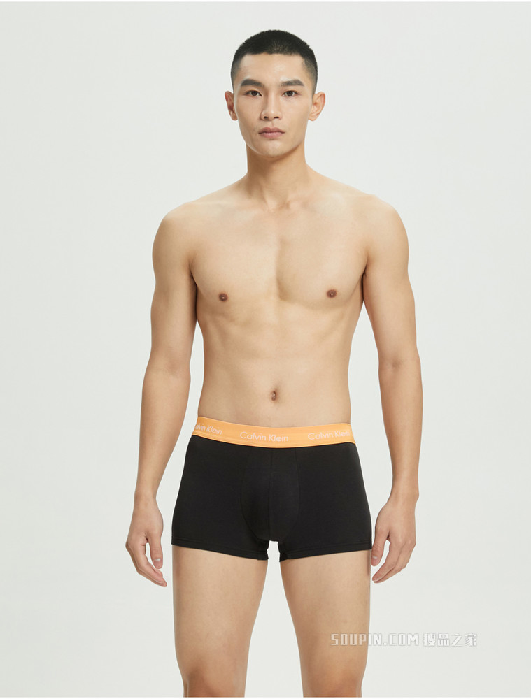 Calvin Klein 男士三条装彩色循环LOGO腰边弹力棉质低腰平角内裤U2664