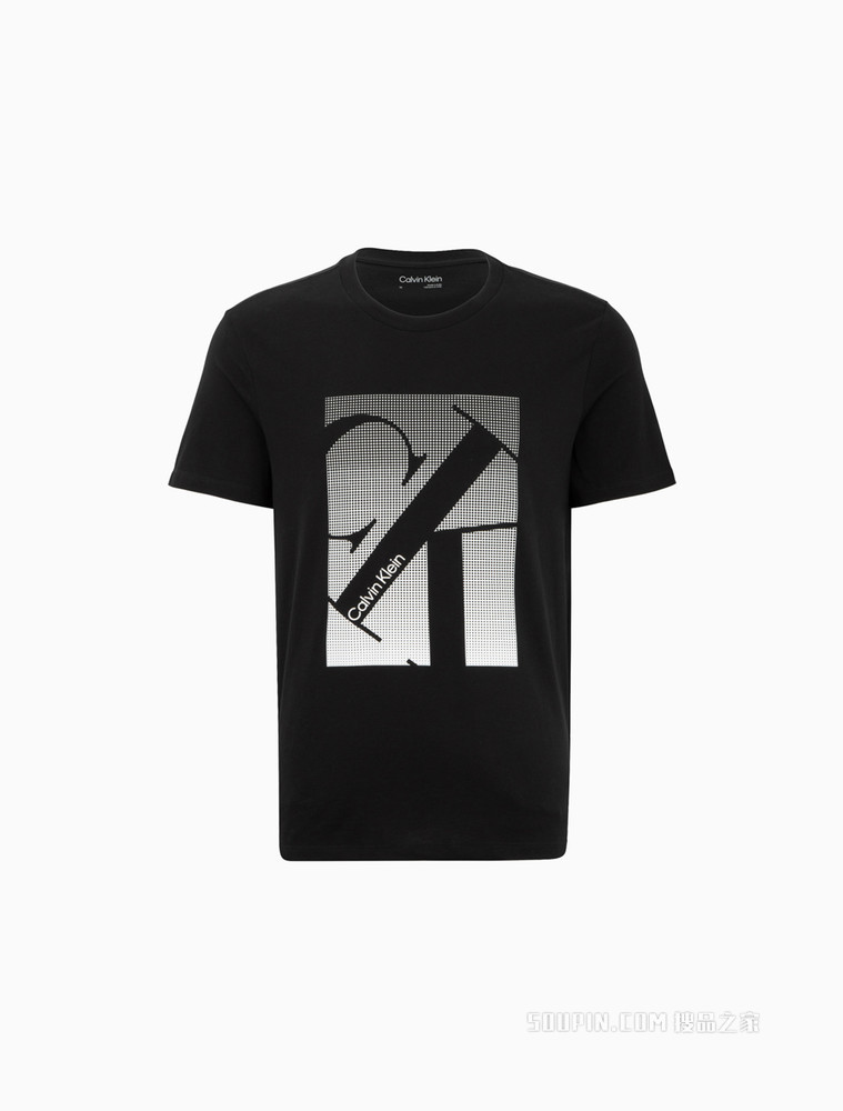 Calvin Klein 男士时尚圆领纯棉醒目LOGO短袖T恤40IC806