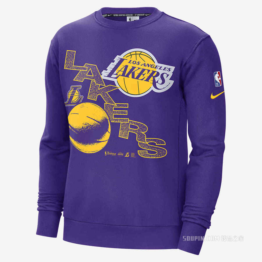 洛杉矶湖人队 Courtside Nike NBA 男子起绒运动衫