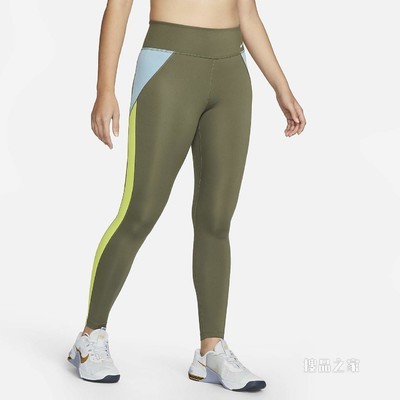 Nike One Dri-FIT 女子中腰撞色紧身裤