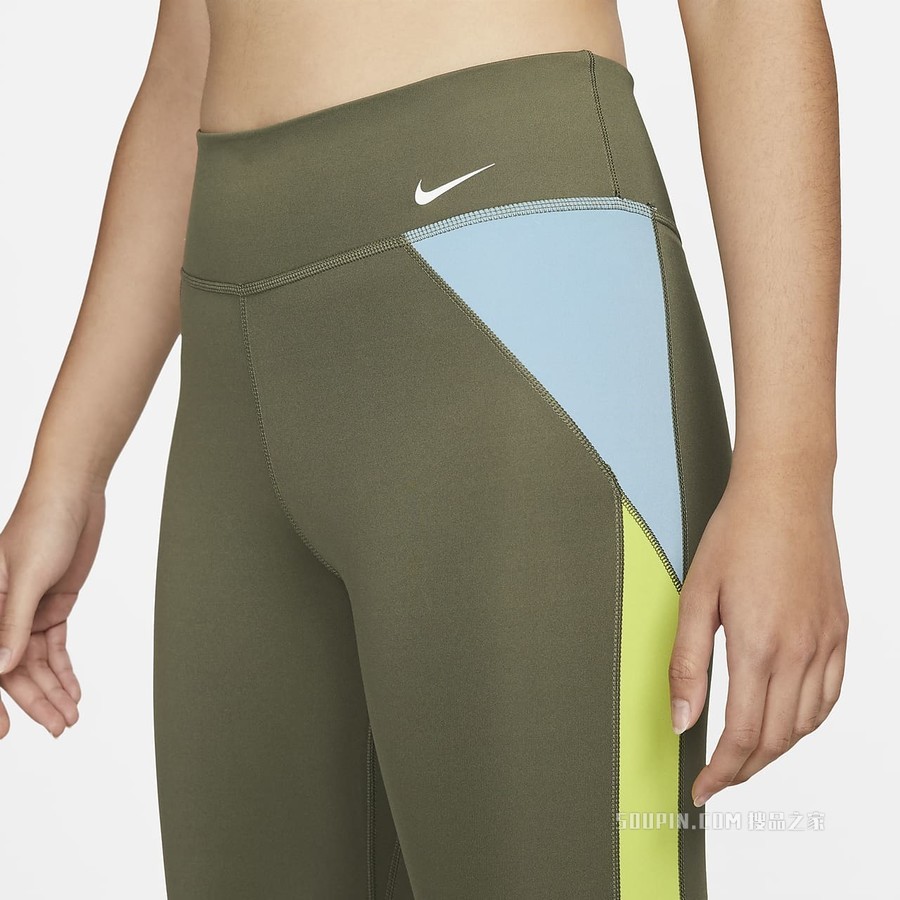 Nike One Dri-FIT 女子中腰撞色紧身裤