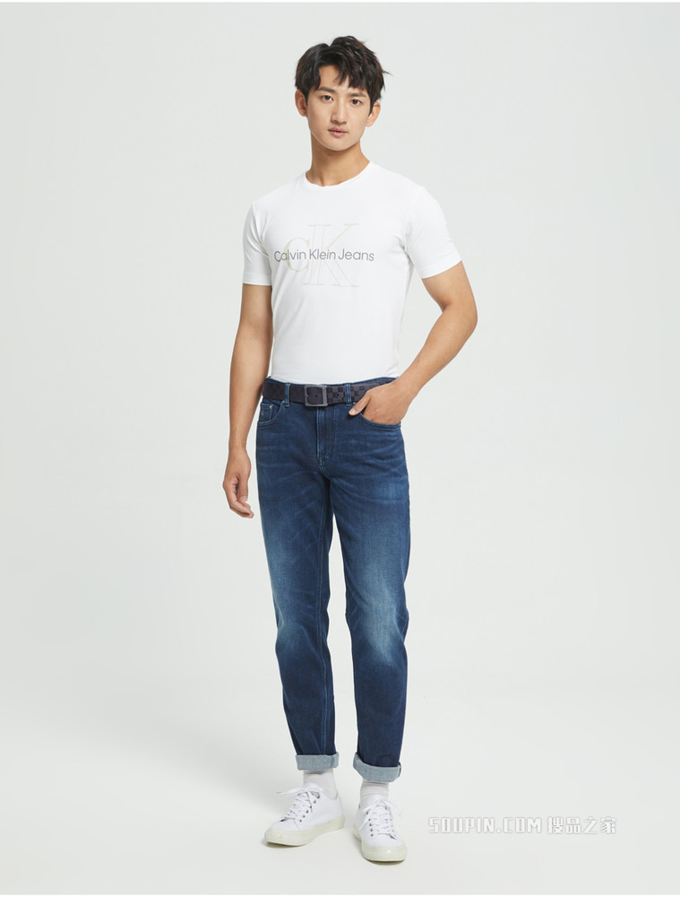 Calvin Klein 男士双面两用金属头格纹牛皮腰带 HC0552H1900