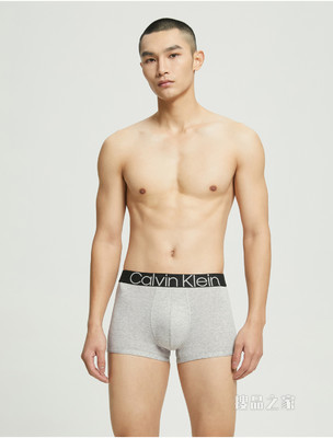 Calvin Klein 男士黑色橡筋醒目LOGO腰边棉质弹力贴身平角内裤NB2682