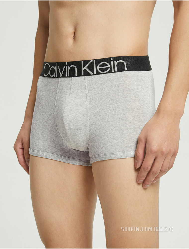 Calvin Klein 男士黑色橡筋醒目LOGO腰边棉质弹力贴身平角内裤NB2682