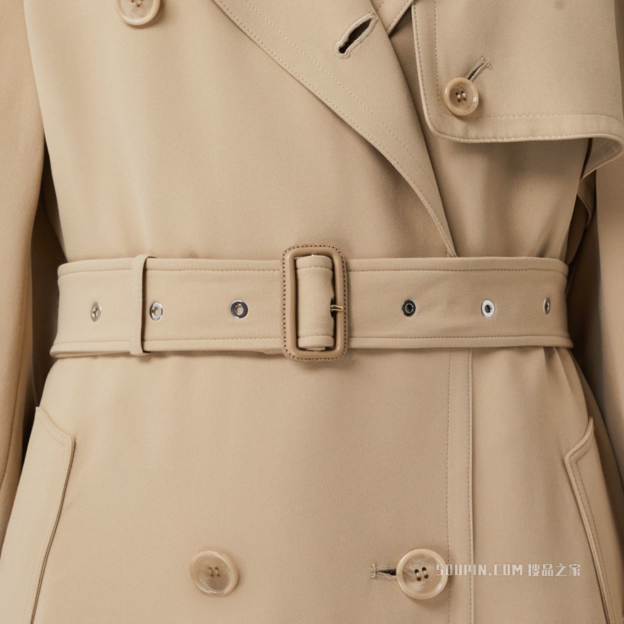 丝质内衬粘胶纤维 Trench 风衣 (柔黄褐色) - 女士