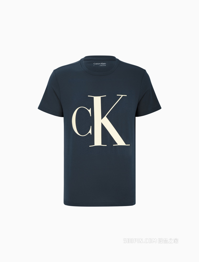 Calvin Klein 男士时尚圆领纯棉醒目字母印花短袖T恤40HM825