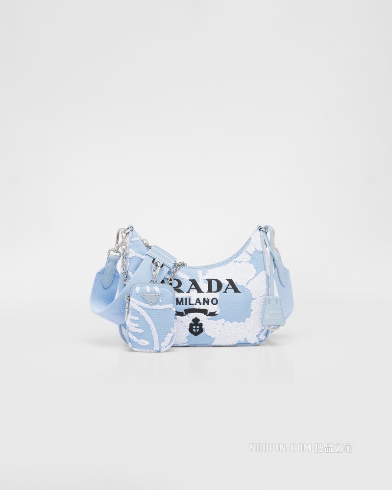 Prada Re-Edition 2005 刺绣斜纹布单肩包