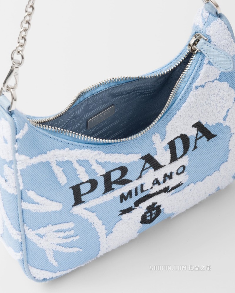 Prada Re-Edition 2005 刺绣斜纹布单肩包
