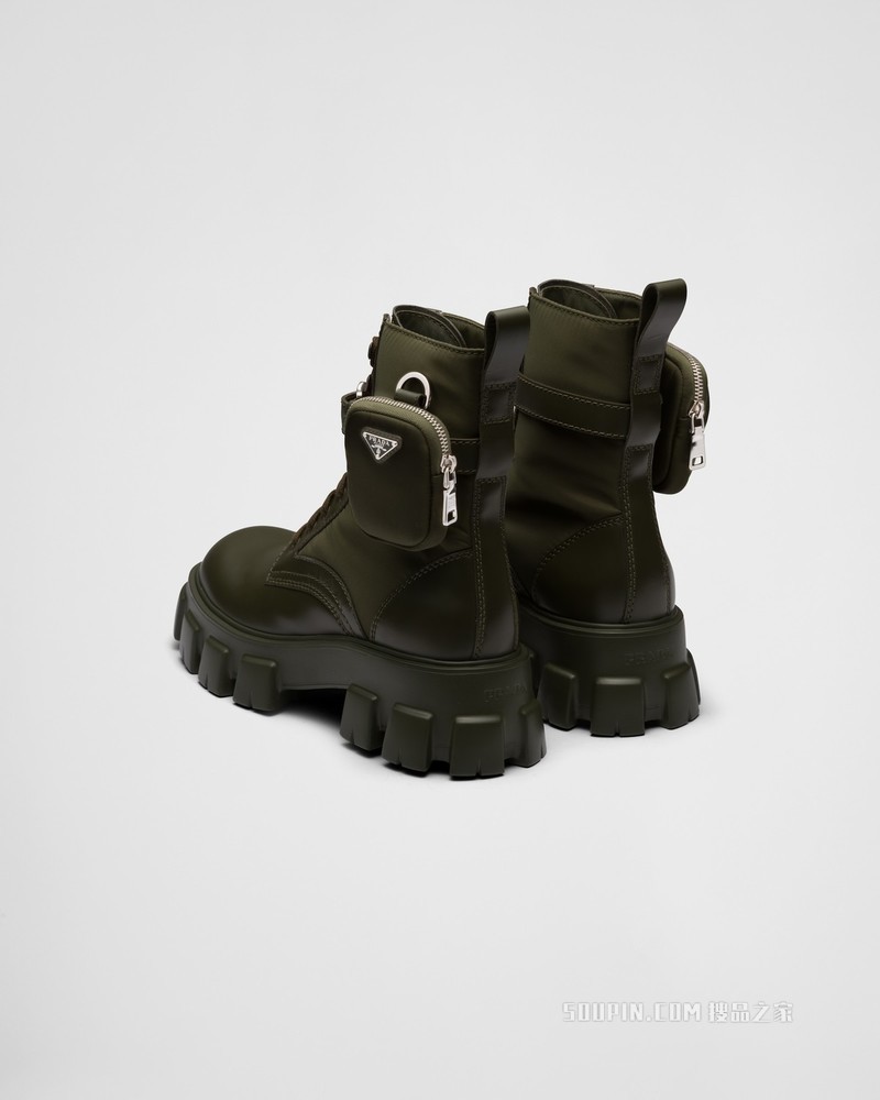 Monolith 亮面皮革和尼龙中筒靴