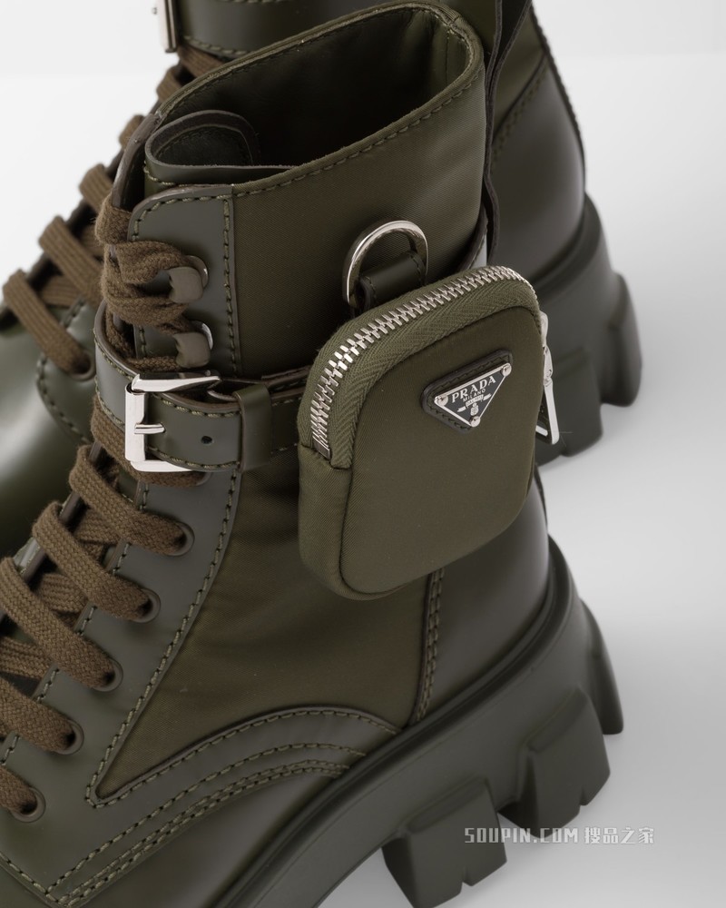 Monolith 亮面皮革和尼龙中筒靴