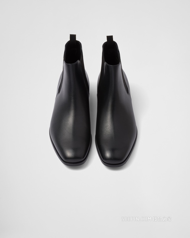 Saffiano 皮革切尔西靴