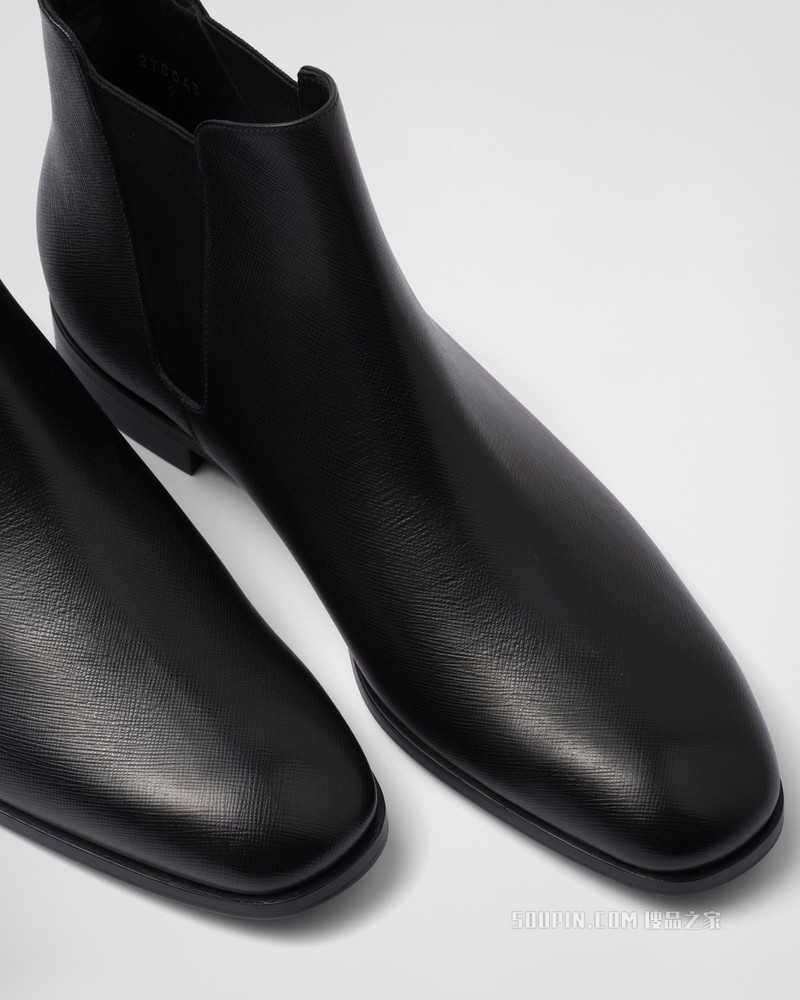 Saffiano 皮革切尔西靴