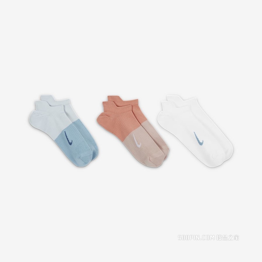 Nike Everyday Plus Lightweight No-Show 女子训练袜（3 双）