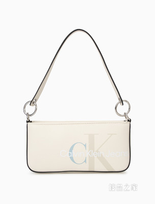 Calvin Klein 女包拉链手提交叠印花单肩腋下法棍包DH2919