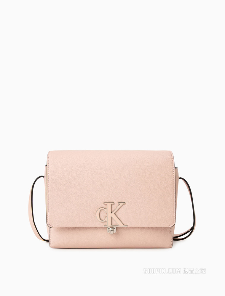 Calvin Klein 女包复古翻盖式立体LOGO斜挎单肩包DH2901