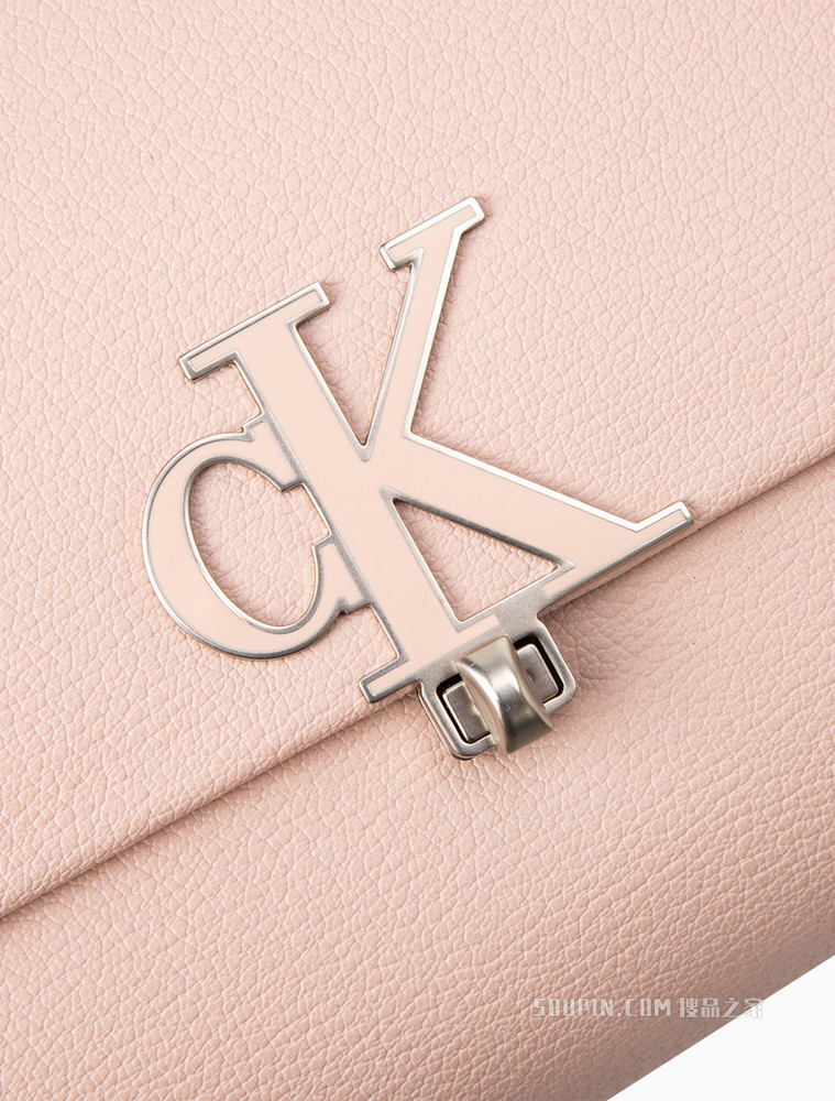 Calvin Klein 女包复古翻盖式立体LOGO斜挎单肩包DH2901