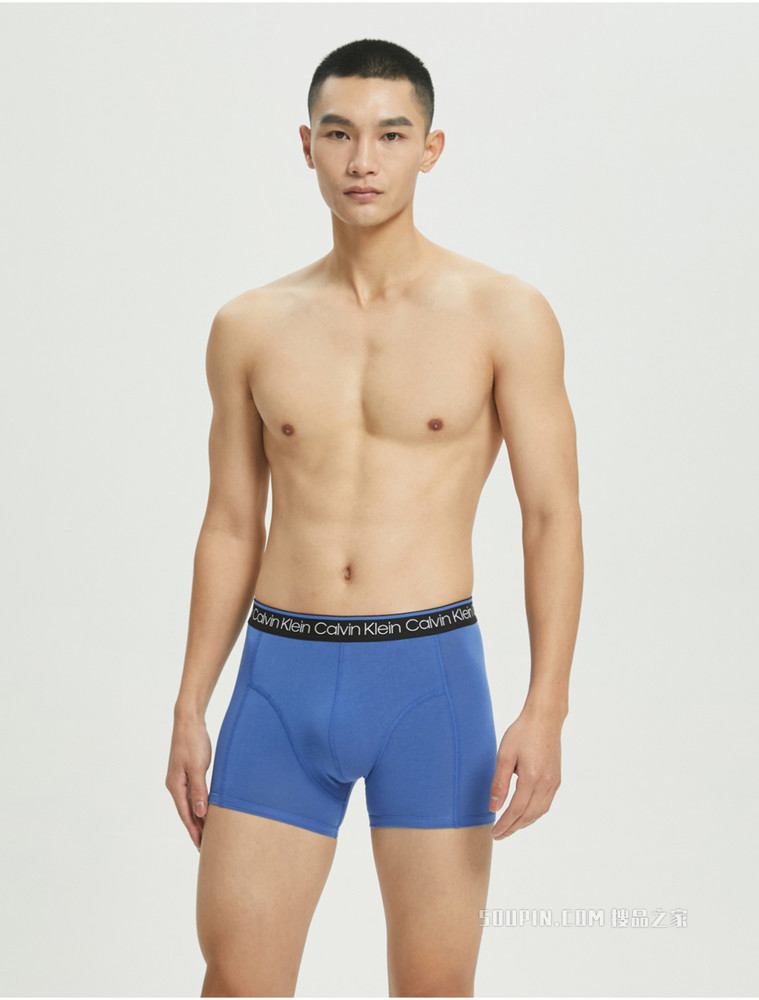 Calvin Klein 男士三条装循环LOGO腰边棉质透气贴身平角内裤NP2421O