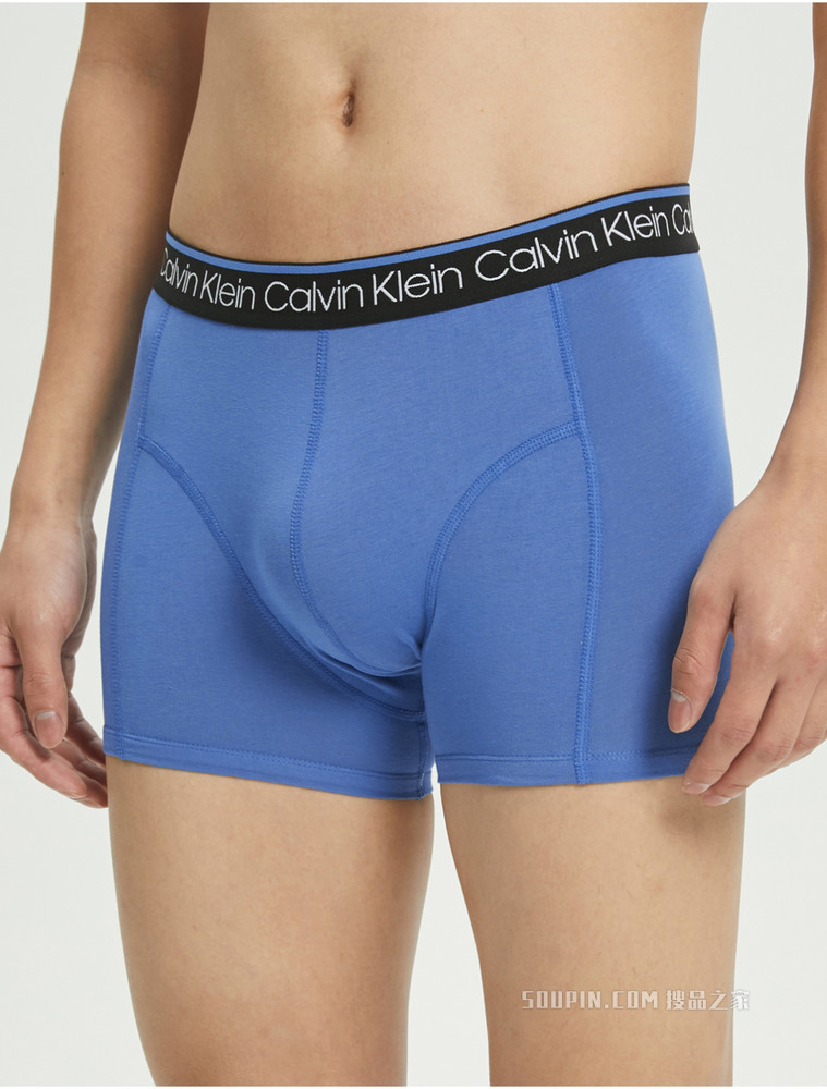 Calvin Klein 男士三条装循环LOGO腰边棉质透气贴身平角内裤NP2421O