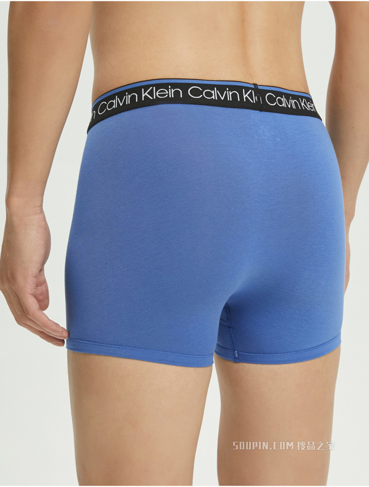 Calvin Klein 男士三条装循环LOGO腰边棉质透气贴身平角内裤NP2421O