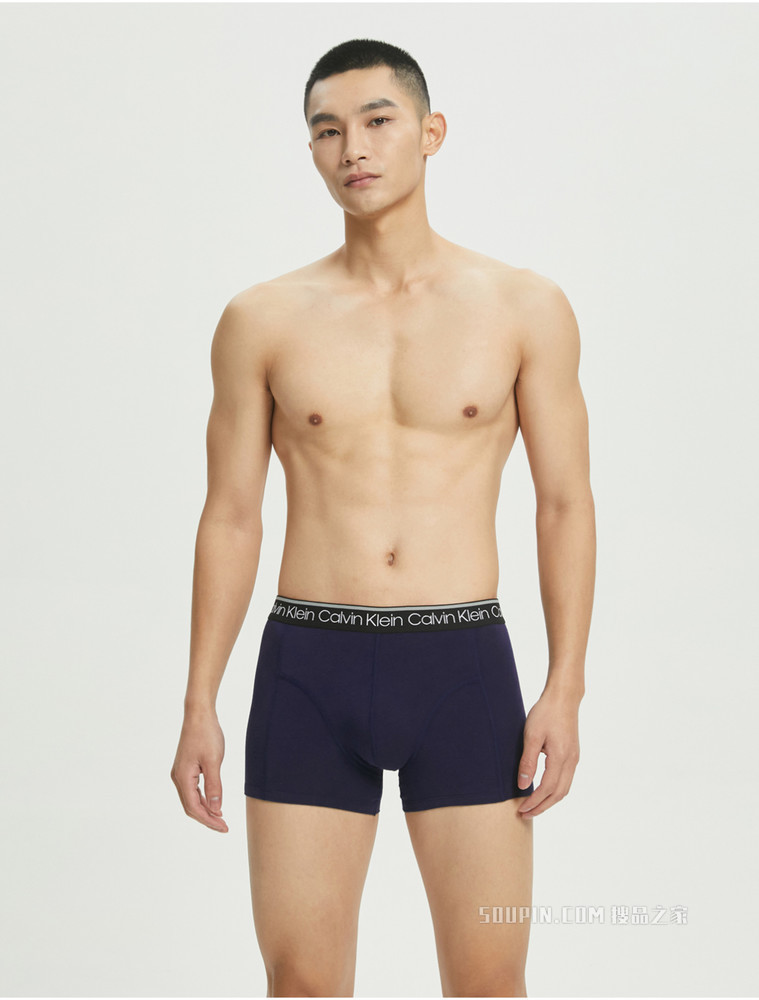 Calvin Klein 男士三条装循环LOGO腰边棉质透气贴身平角内裤NP2421O