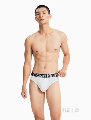 Calvin Klein 男士黑底橡筋醒目LOGO柔软舒适贴身三角内裤NB2681