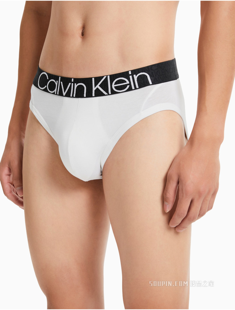 Calvin Klein 男士黑底橡筋醒目LOGO柔软舒适贴身三角内裤NB2681