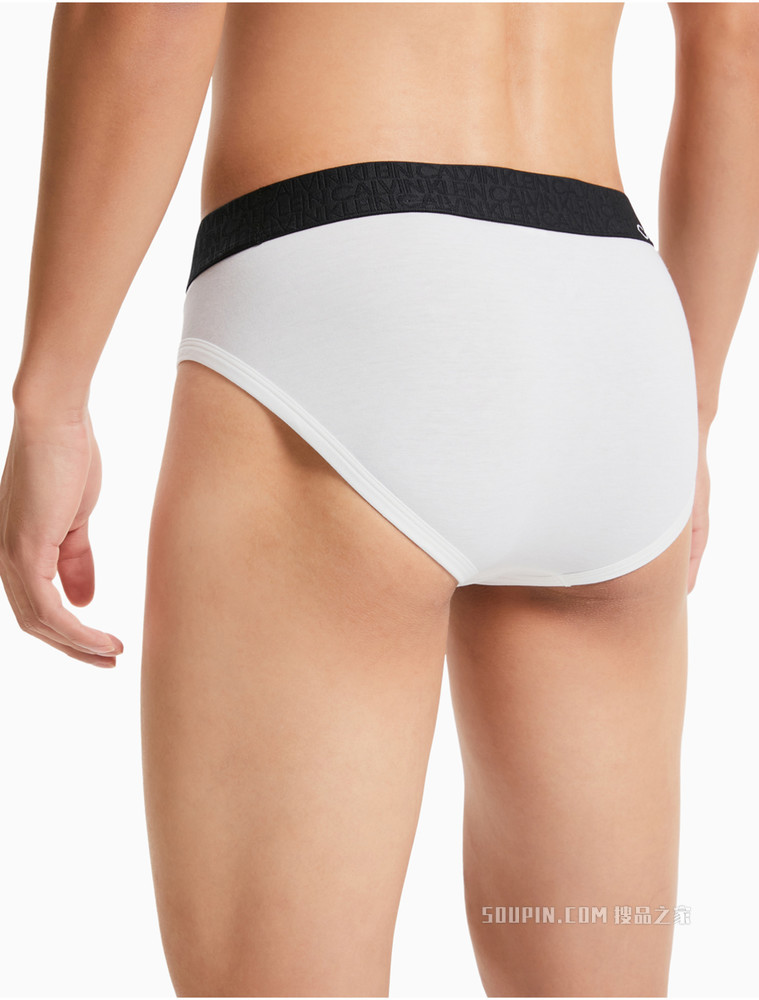 Calvin Klein 男士黑底橡筋醒目LOGO柔软舒适贴身三角内裤NB2681