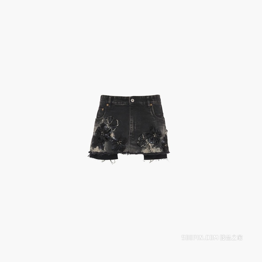黑色牛仔迷你半身裙