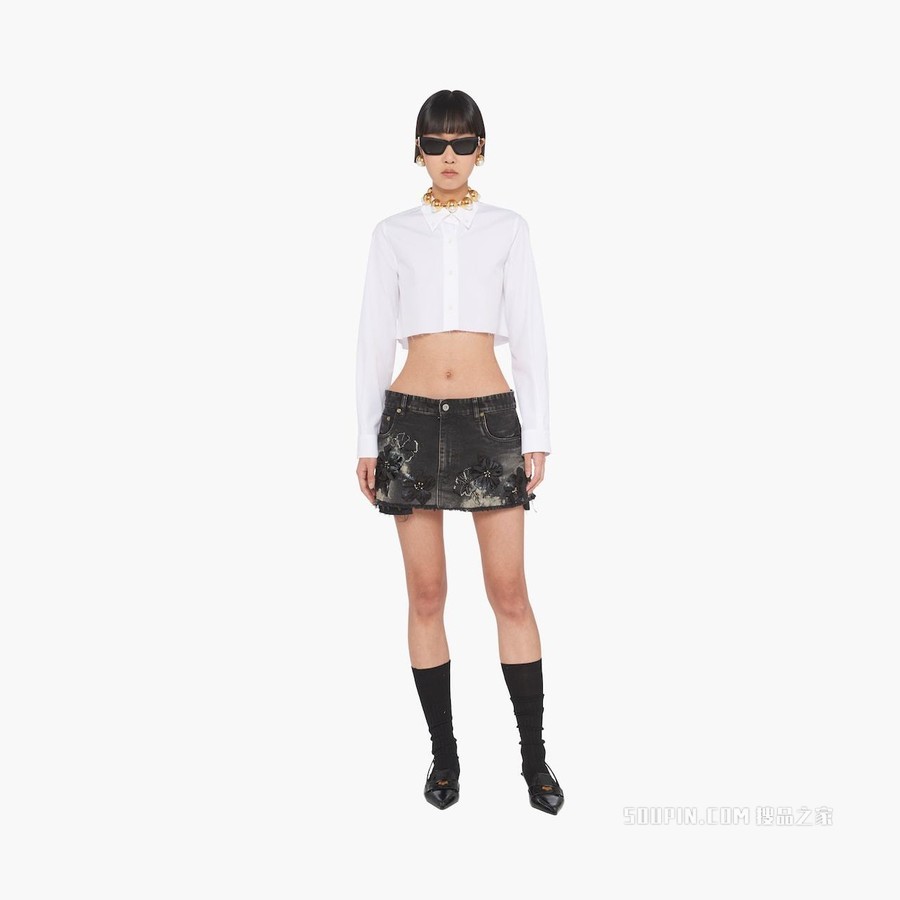 黑色牛仔迷你半身裙