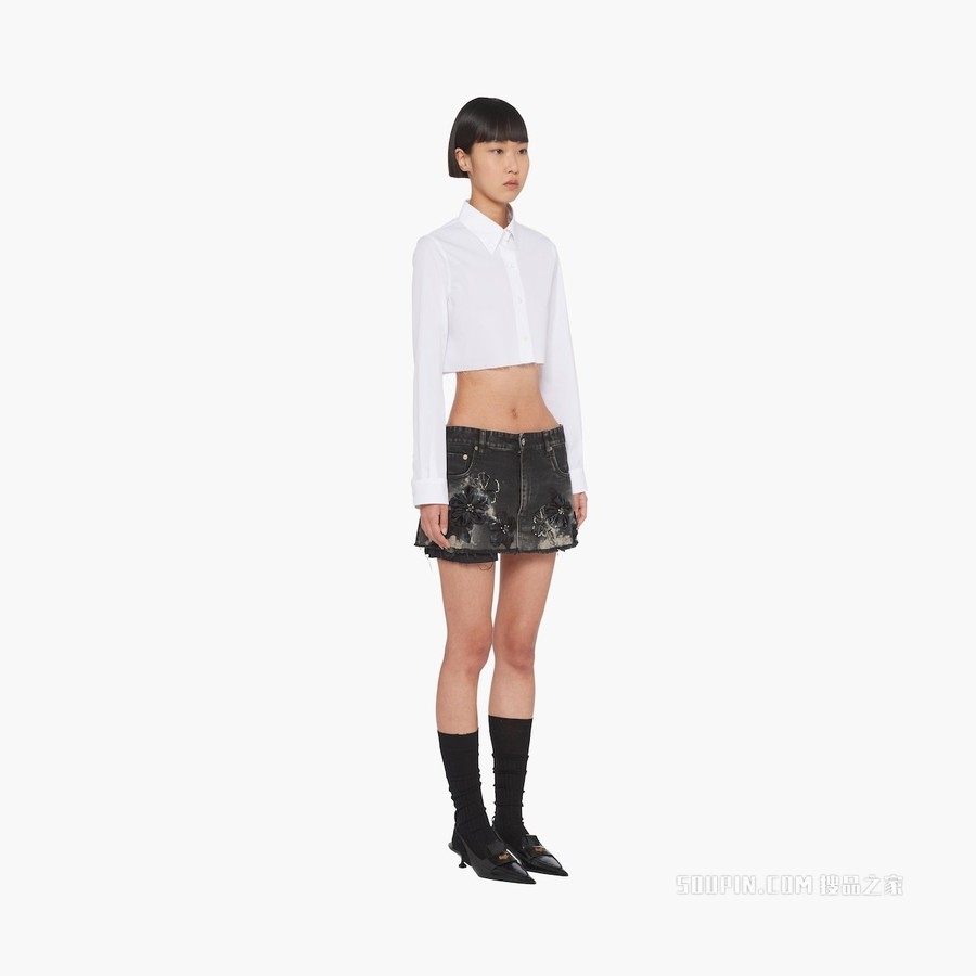 黑色牛仔迷你半身裙